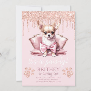 Invitation Elégant chien avec Parties scintillant Anniversair