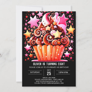 Invitation Élégant chocolat délice Muffin Girl Anniversaire