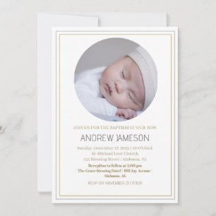 Invitation Élégant Christian Blue Round Photo   Baptême
