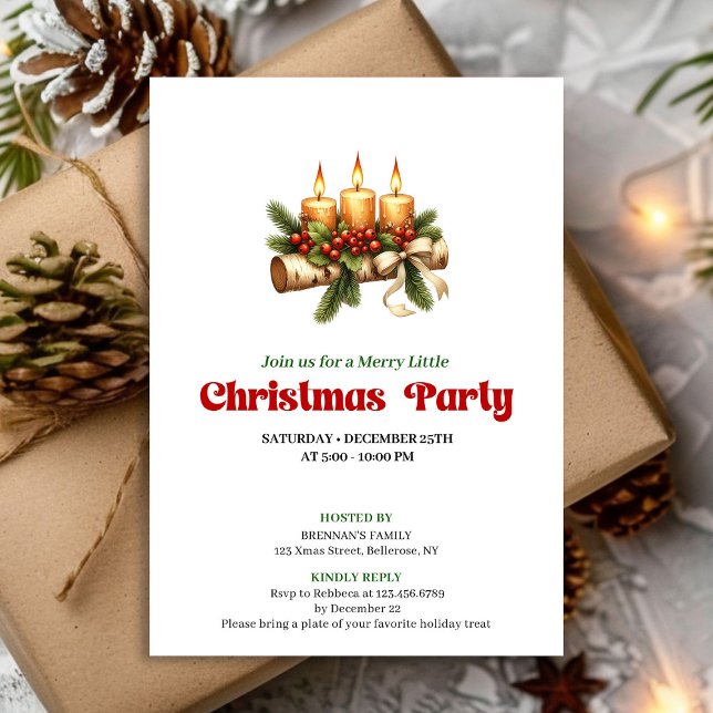 Invitation Elegant Christmas Candles Pine Wreath Design (Elegant Christmas Candles Pine Wreath Design)