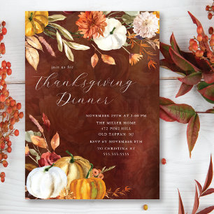 Invitation Élégant Citrouille d'automne Thanksgiving