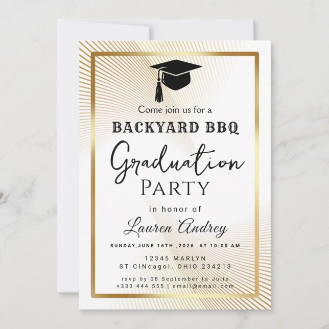 Invitation Elegant Class of 2027 Grad Party Invite with Gold  (Devant)