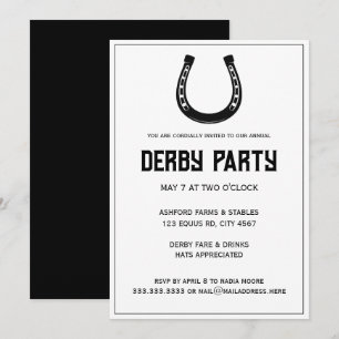 Invitation Élégant Classic Black White Horse Race Derby Party