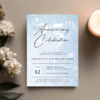 Elegant classic blue watercolor 25th anniversary