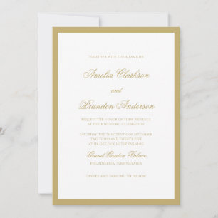 Invitation Élégant Classic Gold Formal Script Bordure Mariage