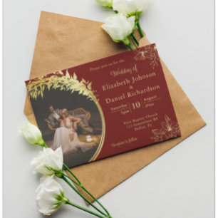 Invitation Elégant Classic Gold, Mariage photo Bourgogne