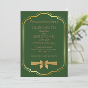 Invitation élégant Classic luxueux mariage or vert