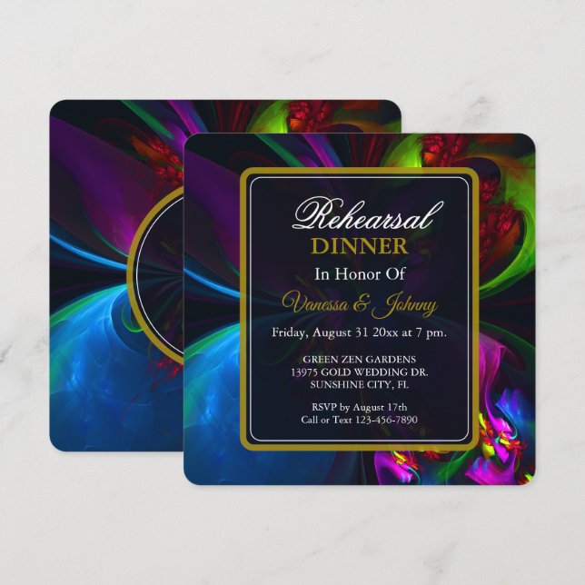 Invitation Elegant Classic Modern Floral Pattern #902 Wedding (Devant / Derrière)