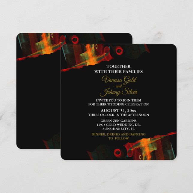 Invitation Elegant Classic Modern Trendy Pattern #903 Wedding (Devant / Derrière)