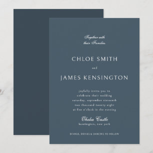 Invitation Élégant classique Formal Mariage bleu foncé