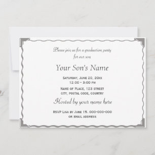 Invitation Elégant, classique garçon ou fils photo de graduat