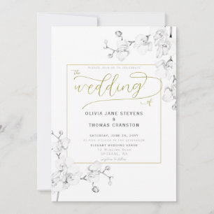 Invitation Élégant classique moderne orchidée ivoire Mariage 