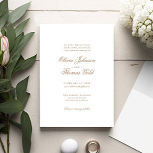 Invitation Élégant classique or Mariage traditionnel