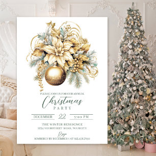Invitation Élégant classique or vert luxe Noël