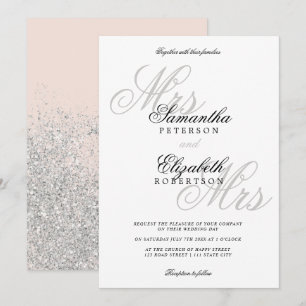 Invitation Élégant classique parties scintillant argent maria