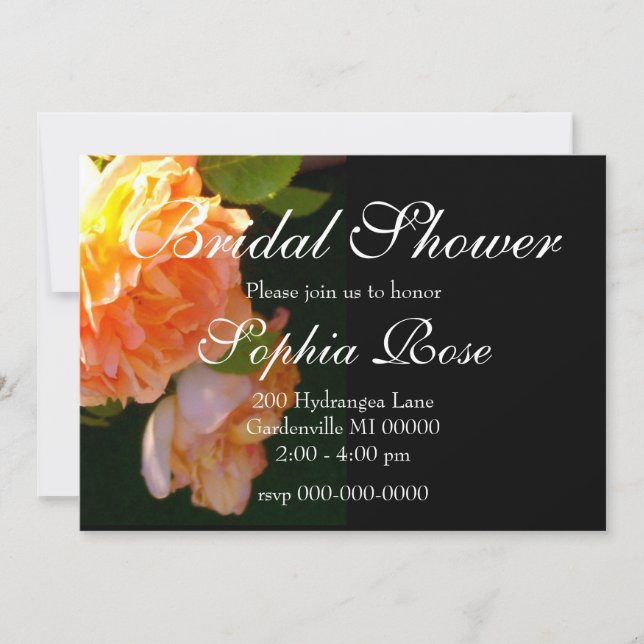 Invitation Elégant classique pêche orange rose floral (Devant)