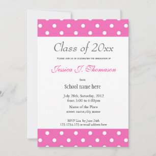 Invitation Élégant, classique rose blanc pois diplôme