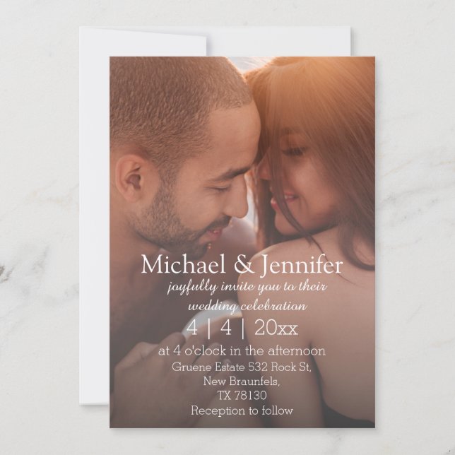 Invitation élégant classique script 2 photos simple mariage  (Devant)