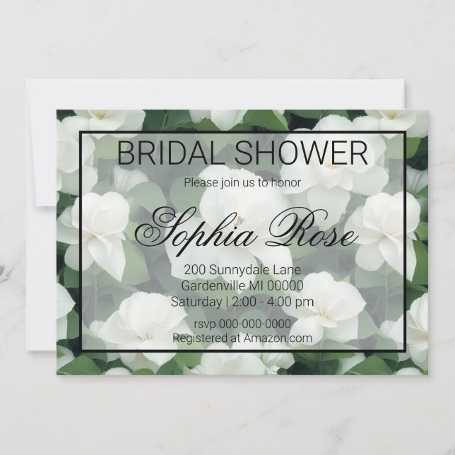 Invitation Élégant classique vert botanique blanc floral (Devant)