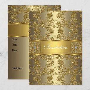 Invitation Elegant Classy Gold Bronze Floral