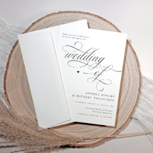 Invitation Elégant Classy Ornate Mariage noir et blanc