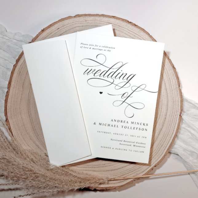 Invitation Elégant Classy Ornate Mariage noir et blanc (Elegant luxury wedding invitations in black and white)