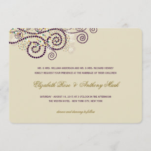 Invitation Elégant Classy Purple Boho Spirales Mariage Invite