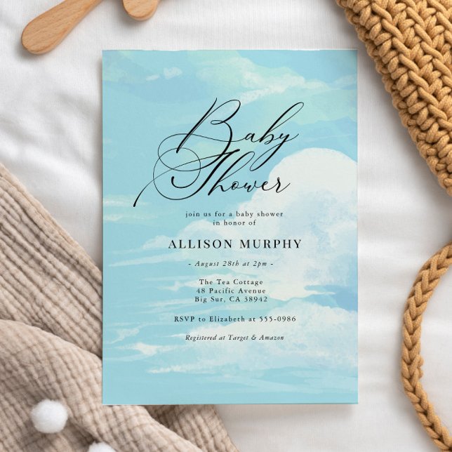 Invitation Elégant Cloud 9 Blue Sky Baby shower (Créateur téléchargé)
