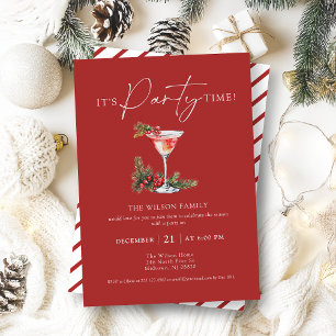 Invitation Élégant cocktail à la main Fête de Noël