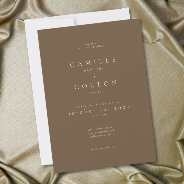 Invitation Elegant Cocoa Brown Minimalist Wedding (Elegant Cocoa Brown Minimalist Wedding Invitation)