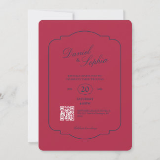 Invitation Élégant code QR de mariage