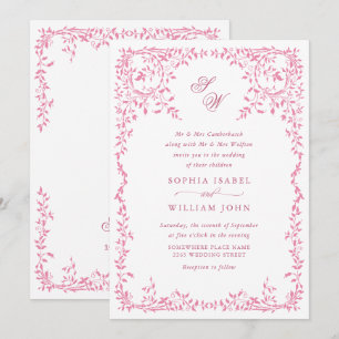 Invitation Élégant code QR Mariage de cadre Floral Ornate fra