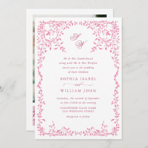 Invitation Élégant code QR Mariage de cadre Floral Ornate fra
