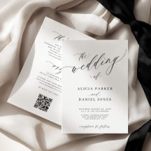 Élégant code QR noir et blanc détails mariage