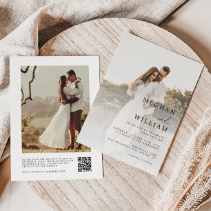 Invitation Élégant code QR Photo Mariage