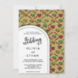 Invitation Elégant coeur rouge motif moderne Mariage