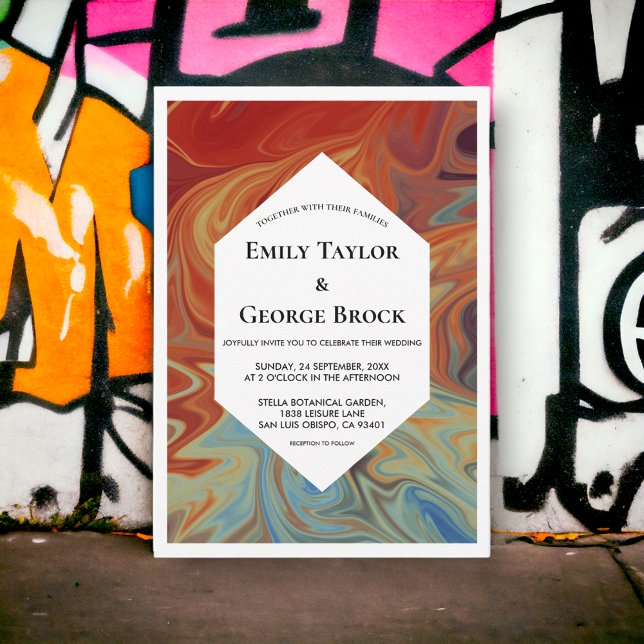 Invitation Élégant coloré Abstrait moderne simple Mariage (Créateur téléchargé)