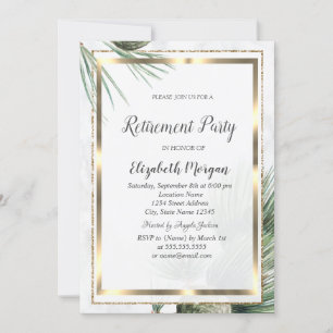 Invitation Élégant Confetti Cadre Pine Tree Retraite