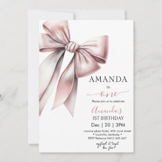 Invitation Elegant Coquette Bow fille Anniversaire