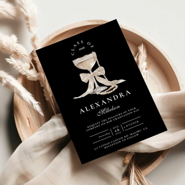 Invitation Elegant Coquette Pearl Graduation (Créateur téléchargé)