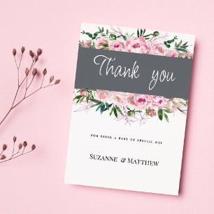 Invitation Elégant corail rose peony Merci d'été fleuri