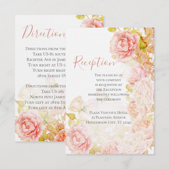 Invitation Elégant corail rose Secret Rose Garden Wedding Inv (Devant / Derrière)
