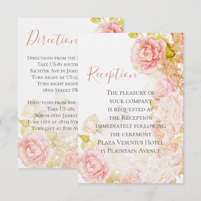Invitation Elégant corail rose Secret Rose Jardin Mariage (Devant / Derrière)