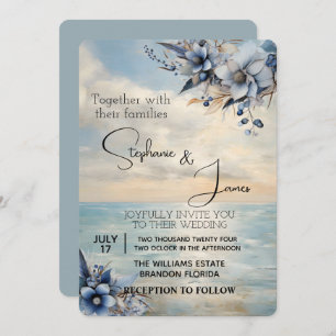 Invitation Elégant coucher de soleil subtil et Mariage floral