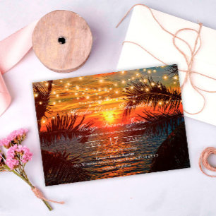 Invitation Elégant coucher de soleil Tropical Beach Mariage
