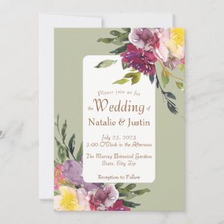 Invitation Elégant couleur brillant Loose Aquarelle Floral