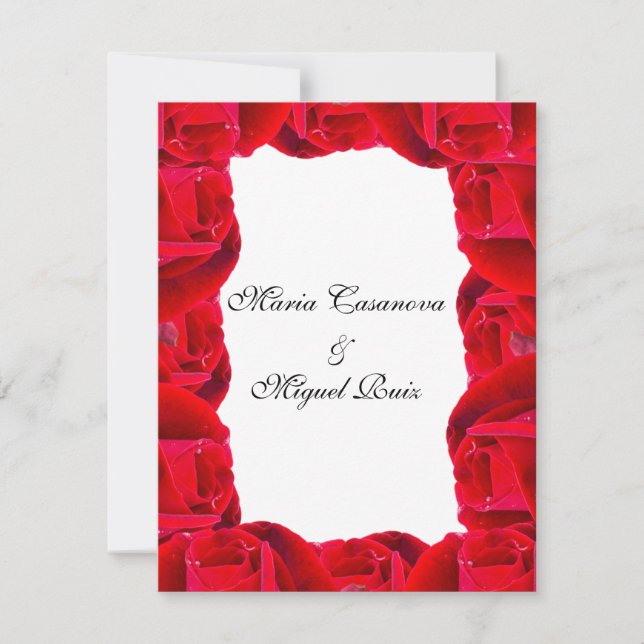 Invitation elegant couple red roses (Devant)