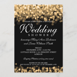 Invitation Élégant Couples Douche Gold Lumières