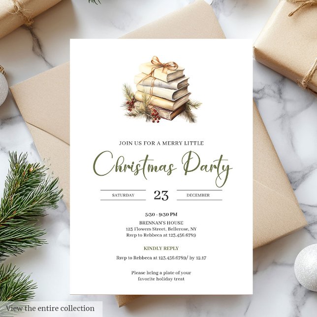 Invitation Elegant Coziness Olive Beige Nordic Christmas Book (Elegant Coziness Olive Beige Nordic Christmas Party)