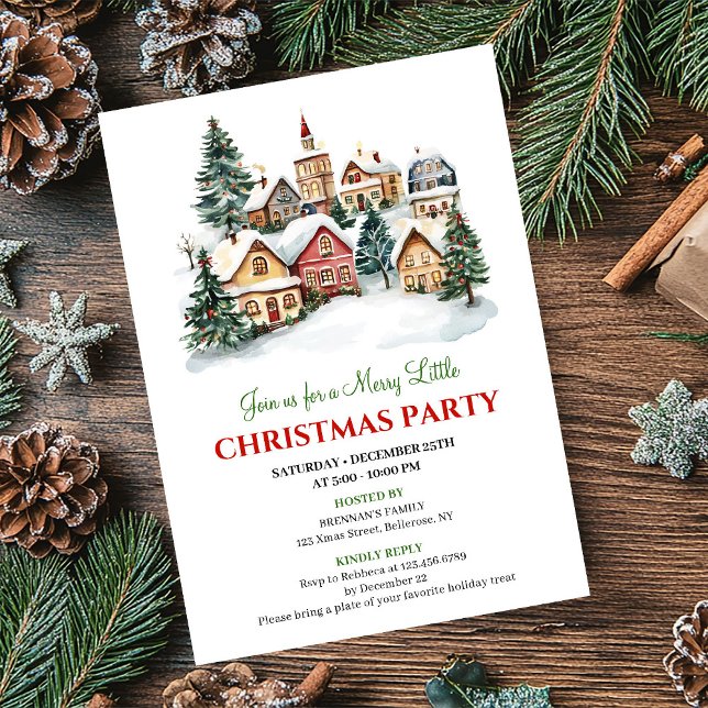 Invitation Elegant cozy holiday scene Christmas dinner invite (Elegant cozy holiday scene Christmas dinner invitation)